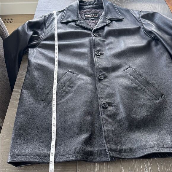 Wilson Black Genuine Leather Men's Classic Thinsulate 3M Winter Coat Size M EUC - Picture 6 of 13